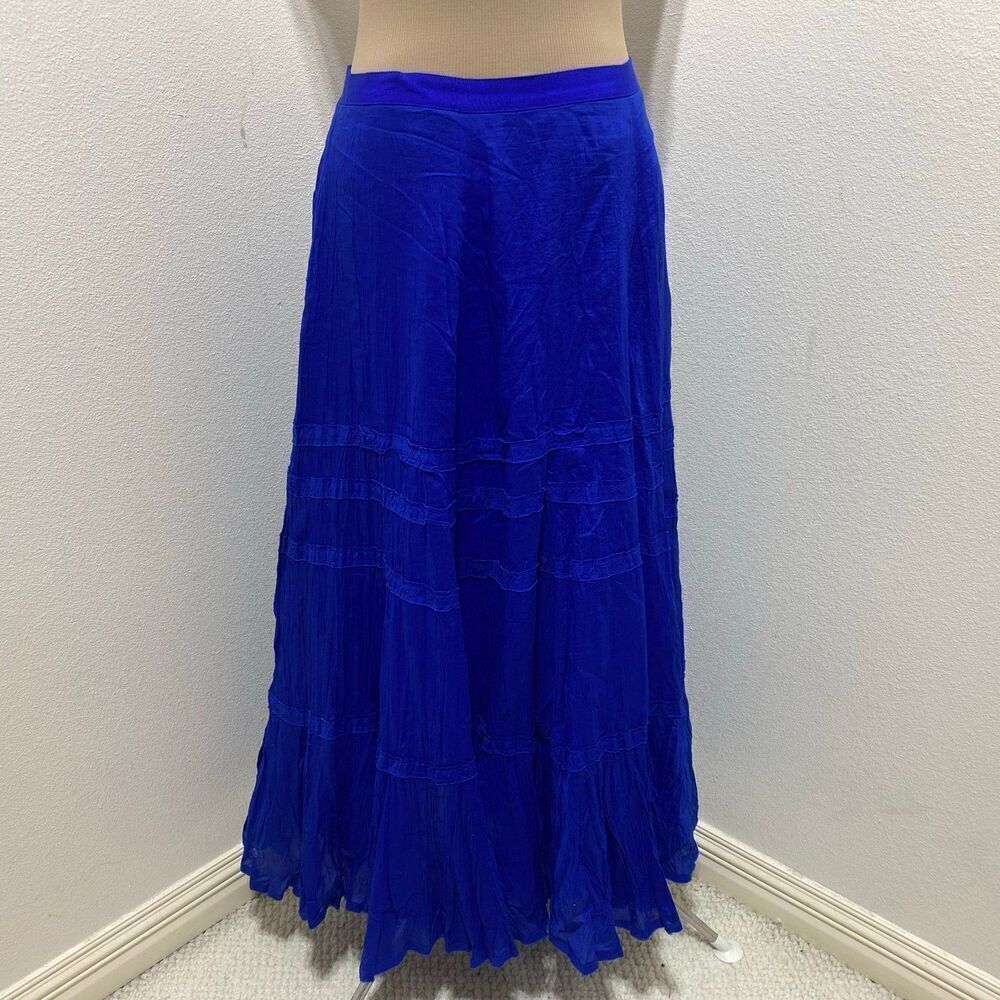 Lauren Ralph Lauren Blue Tier Cotton Maxi Skirt Size 10